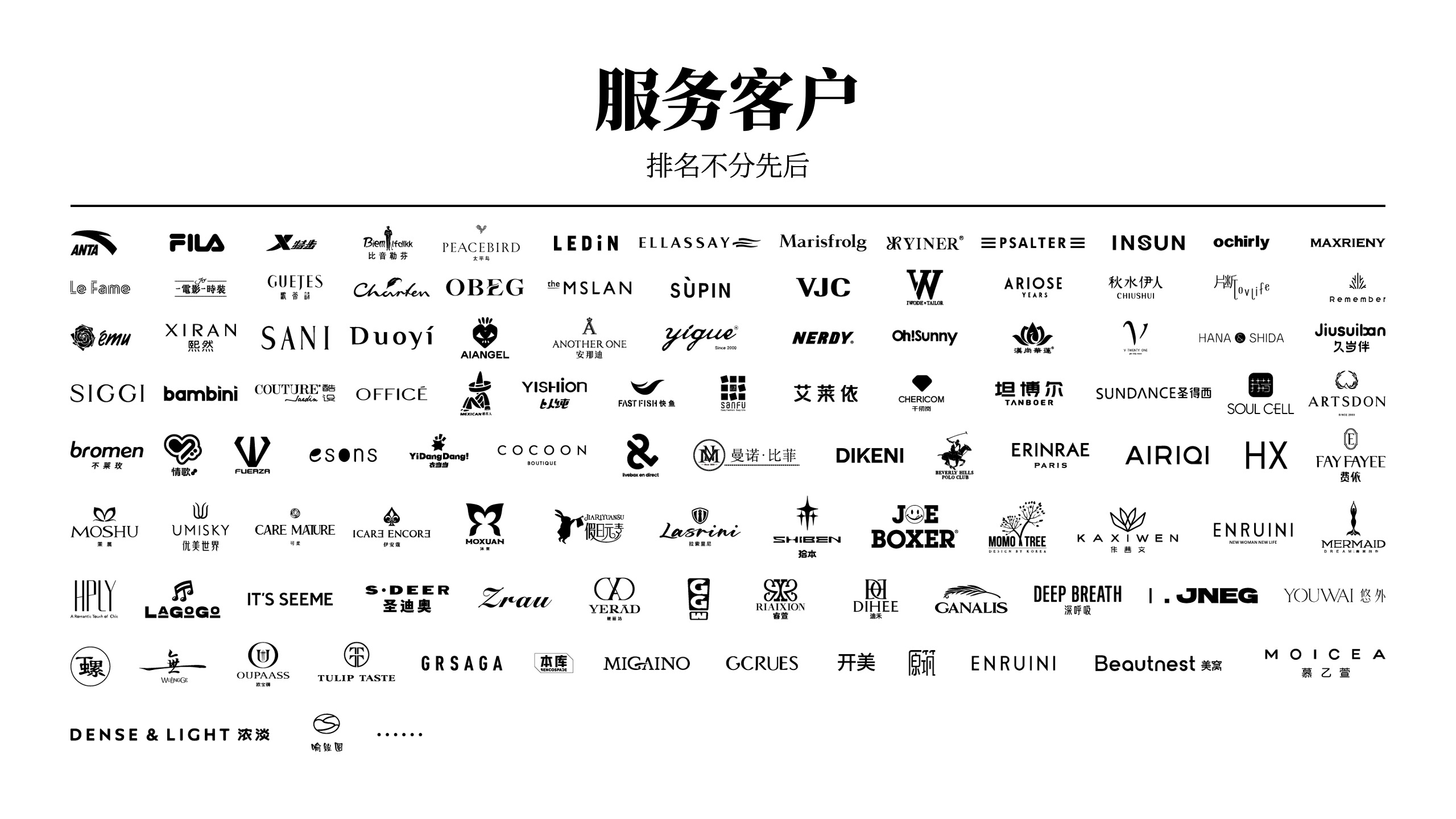 蓝色时空服务客户品牌展示，排名不分先后